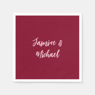 Cute Minimalist Burgundy Red Calligraphy Own Name Napkins