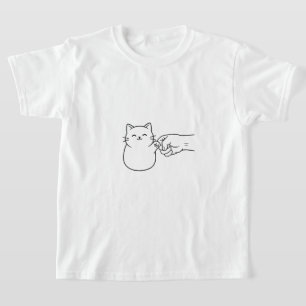 Cute Minimalist Cat Fist Bump Line Art Kids T-Shir T-Shirt