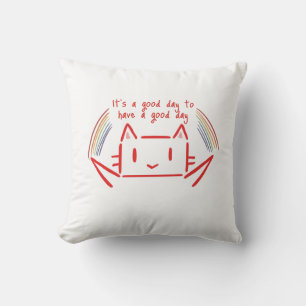 Cute Minimalist Cat Illustration Throw Pillow