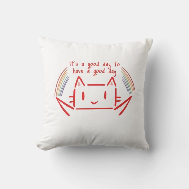 Cute Minimalist Cat Illustration  Throw Pillow (Front)