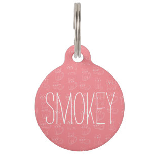 Cute Minimalist Cat Line Pattern Customizable Pet  ID Tag
