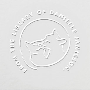 Cute Minimalist Cat Mama Custom Text Library Book Embosser