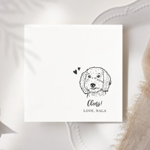 Cute Minimalist Cheers Pet Face Dog Sketch Wedding Napkins