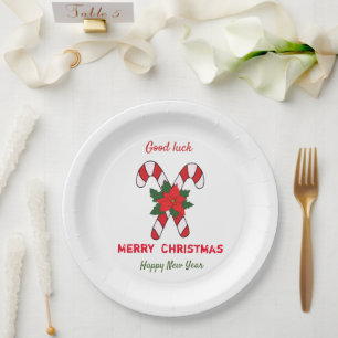 Cute Minimalist Christmas and New Year Happy Paper Plates