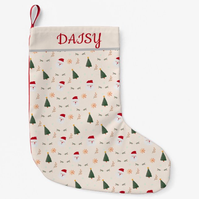 Cute Minimalist Christmas Pattern Small Christmas  Stocking (Front)