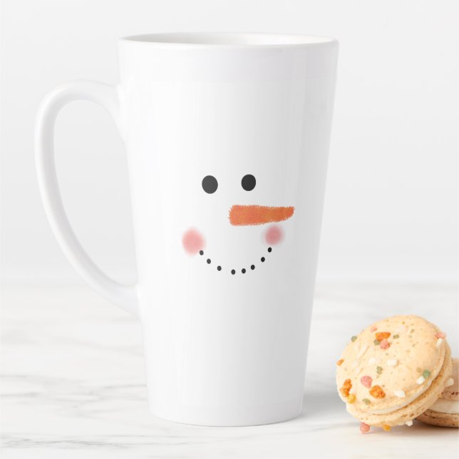 Cute Minimalist Christmas Snowman Latte Mug (In Situ)