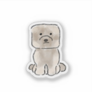 Cute Minimalist Cream Puppy Pet Gift Sticker