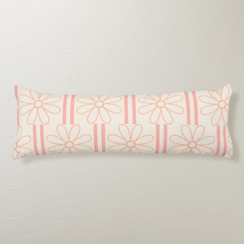 Cute Minimalist Daisies and Modern Stripes Body Pillow