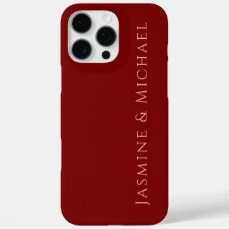 Cute Minimalist Deep Red & Peach Own Name iPhone 16 Pro Max Case