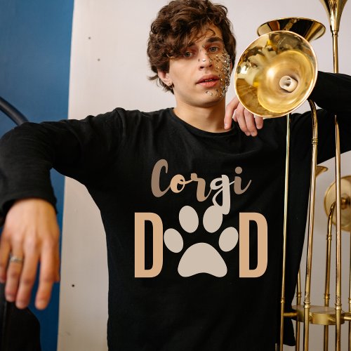 Cute Minimalist Dog Corgi Dad T_Shirt