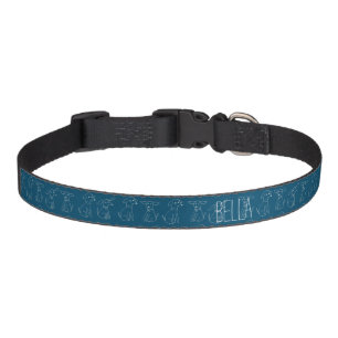 Cute Minimalist Dog Line Pattern Customizable Pet Collar