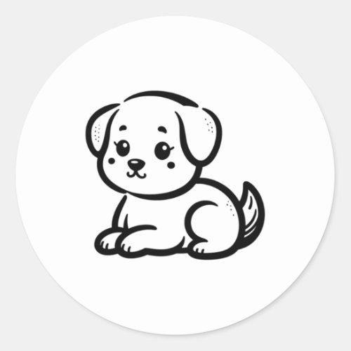 Cute Minimalist Dog With Tender Look 2  Classic Round Sticker