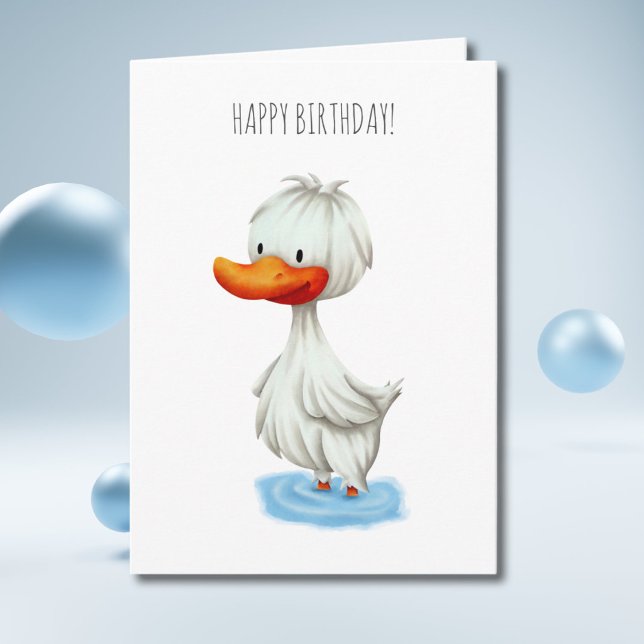 Cute Minimalist Duck Happy Birthday Card (Creator Uploaded)