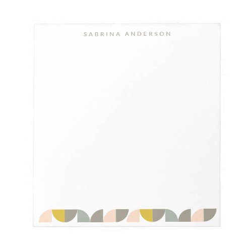 Cute Minimalist Geometric Pastel Personalized Notepad