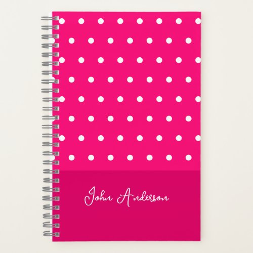 Cute Minimalist Girly Deep Pink Polka Dots Custom Notebook