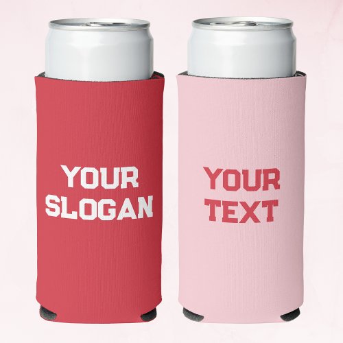 Cute Minimalist Girly Red and Pink Colors Custom  Seltzer Can Cooler