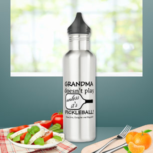 Cute Minimalist Grandma Pickleball Funny Humor Stainless Steel Water Bottle