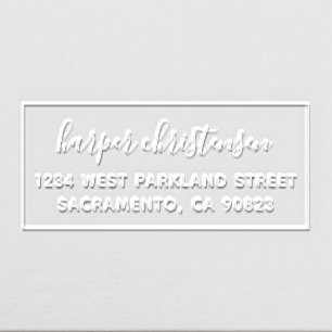 Cute Minimalist Handwritten Script Return Address Embosser