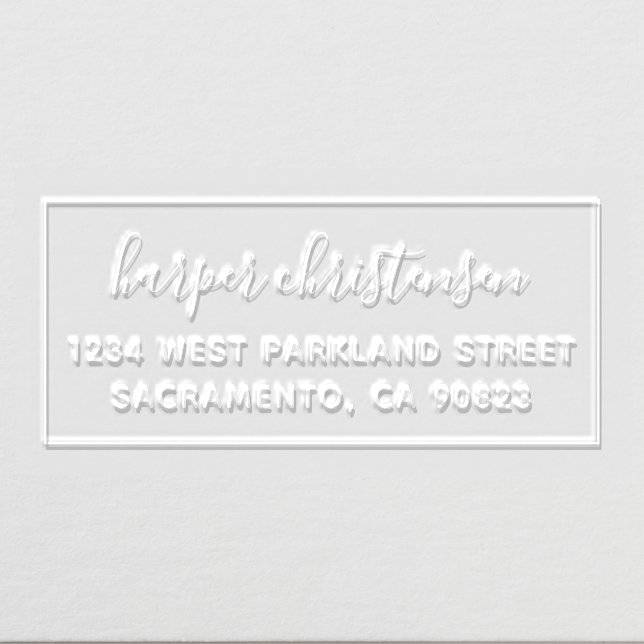 Cute Minimalist Handwritten Script Return Address Embosser (Design)
