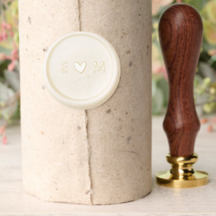 Cute Minimalist Heart Wedding Monogram Wax Seal Stamp