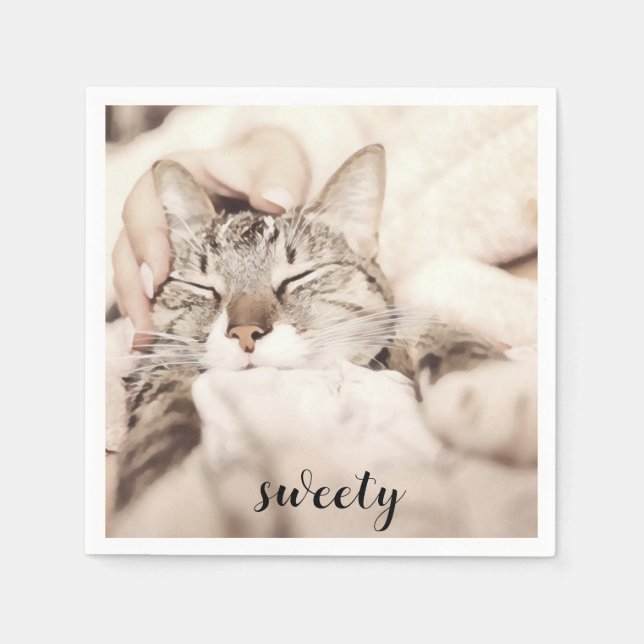 Cute Minimalist Kitty Napkins (Front)