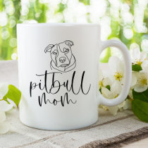 Cute Minimalist Line Art Pitbull Mom Coffee Mug