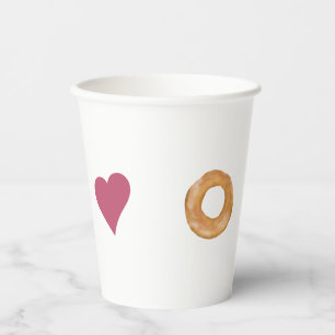 Cute Minimalist Love & Bagels White Paper Cups