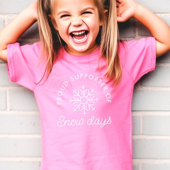 Cute Minimalist Modern Snow Days Pink T-Shirt (Embrace the❄️magic of snow days with this minimalist shirt)