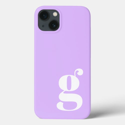 Cute Minimalist Monogram Letter in Lavender Purple iPhone 13 Case