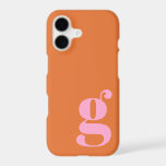 Cute Minimalist Monogram Letter in Pink and Orange iPhone 17 Case<br><div class="desc">Cute Minimalist Monogram Letter in Pink and Orange iPhone 13 Case</div>