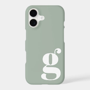 Cute Minimalist Monogram Letter in Sage Green iPhone 17 Case