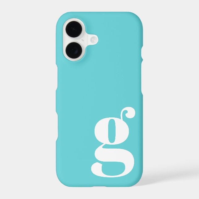 Cute Minimalist Monogram Letter in Turquoise Blue Case-Mate iPhone Case (Back)
