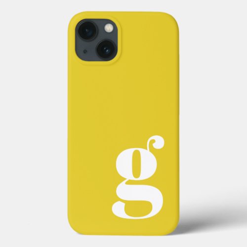 Cute Minimalist Monogram Letter in Yellow iPhone 13 Case
