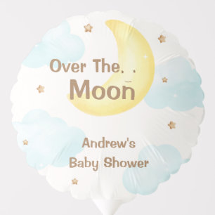 Cute Minimalist Over The Moon Baby Shower Balloon