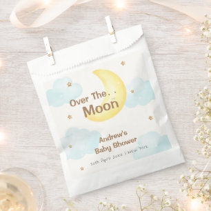 Cute Minimalist Over The Moon Baby Shower Favor Bag