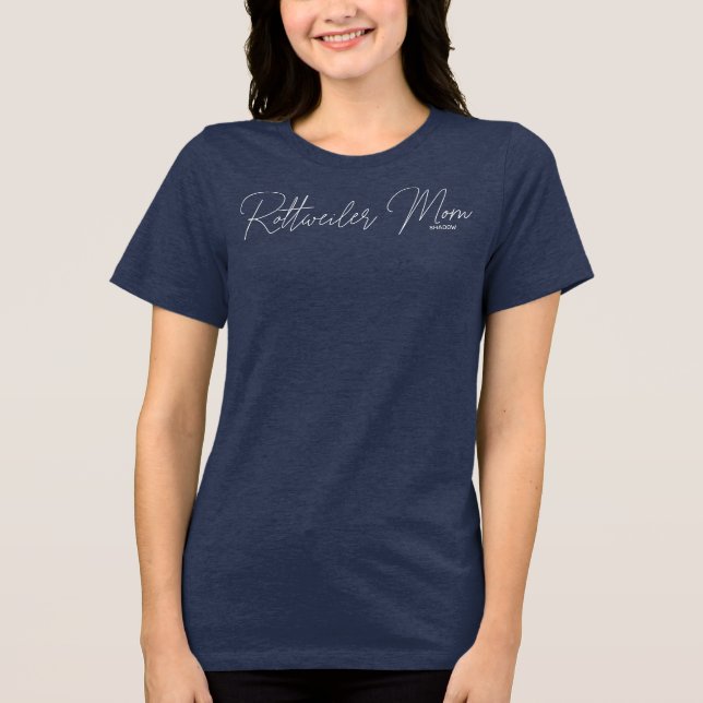 Cute Minimalist Personalized Rottweiler Dog Mom Tri-Blend Shirt (Front)