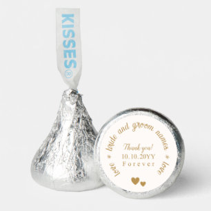 Cute Minimalist Personalized Wedding Golden Hearts Hershey®'s Kisses®