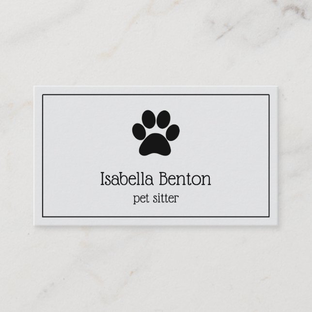 Cute Minimalist Pet Sitter Dog Walker Paw Business Card (Front)