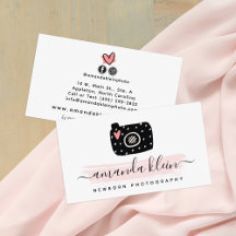 Cute Minimalist Photographer Camera Black & Pink