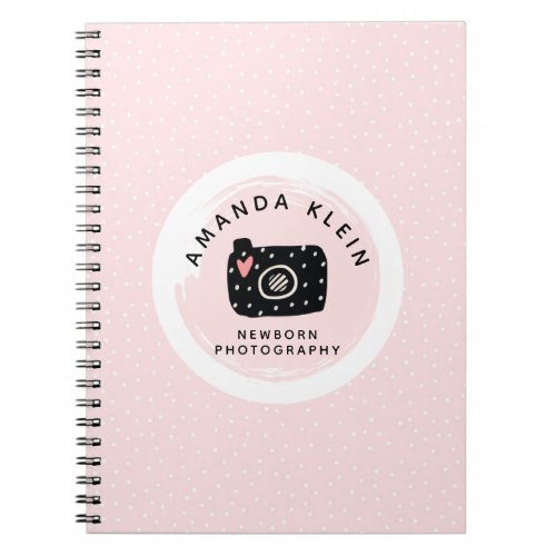 Cute Minimalist Photographer Camera Black  Pink Notebook