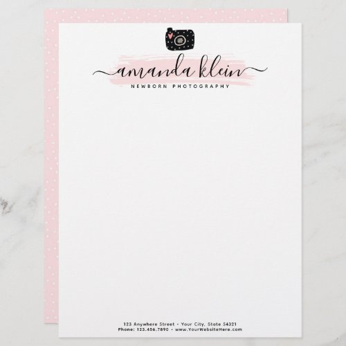 Cute Minimalist Photographer Camera Custom Logo Letterhead