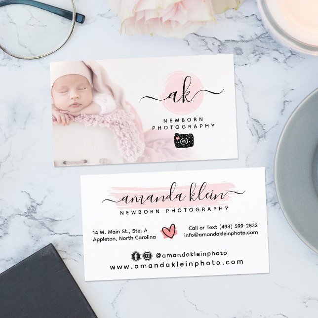 Cute Minimalist Photographer Camera Custom Photo Business Card (Creator Uploaded)