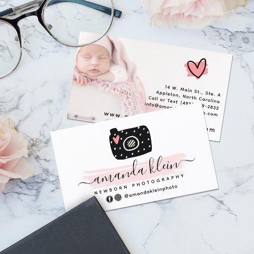 Cute Minimalist Photographer Camera Custom Photo Business Card