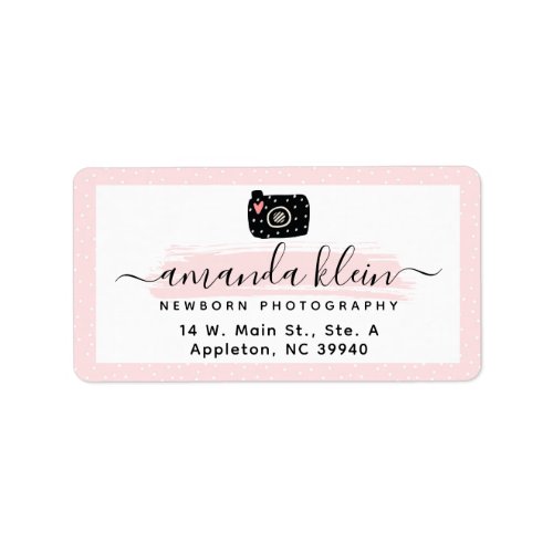 Cute Minimalist Photographer Camera Logo Address Label