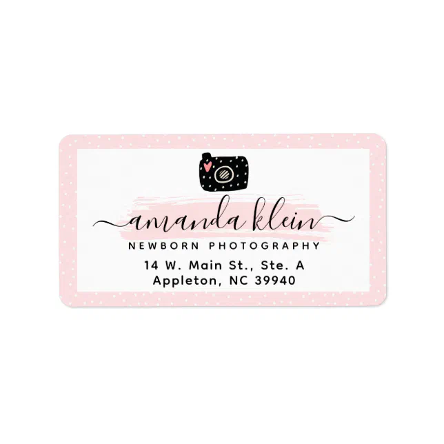 Cute Minimalist Photographer Camera Logo Address Label | Zazzle