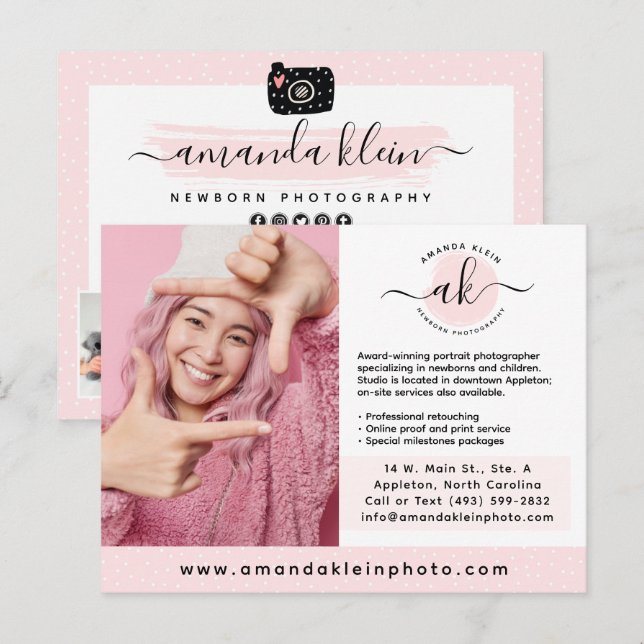 Cute Minimalist Photographer Camera Logo Marketing Postcard (Front/Back)