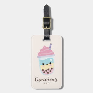 Cute Minimalist Rainbow Boba Bubble Tea Luggage Tag