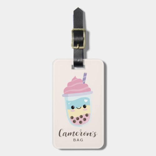 Cute Minimalist Rainbow Boba Bubble Tea  Luggage Tag