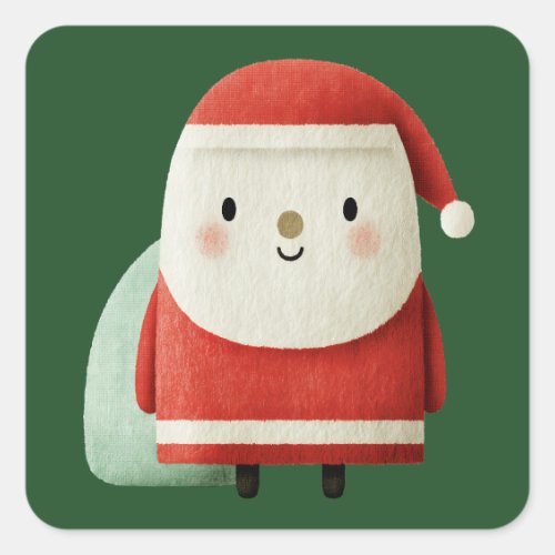 Cute Minimalist Santa Claus Square Sticker