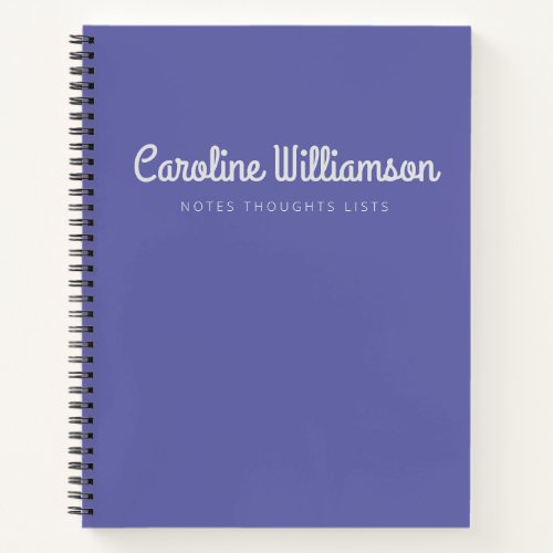 Cute Minimalist Script Typography Custom Purple  Notebook